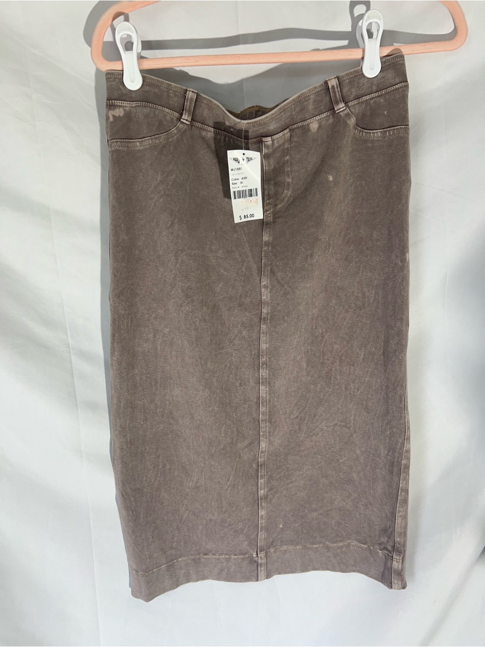 NWT Women’s HARD TAIL Grey* Wash Jean 90% Cotton Pencil Midi Skirt